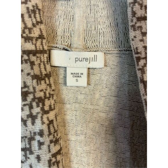 Pure Jill J. Jill Cream Brown Jacquard Open Front Cardigan Sweater Size Small (0 - Picture 3 of 5